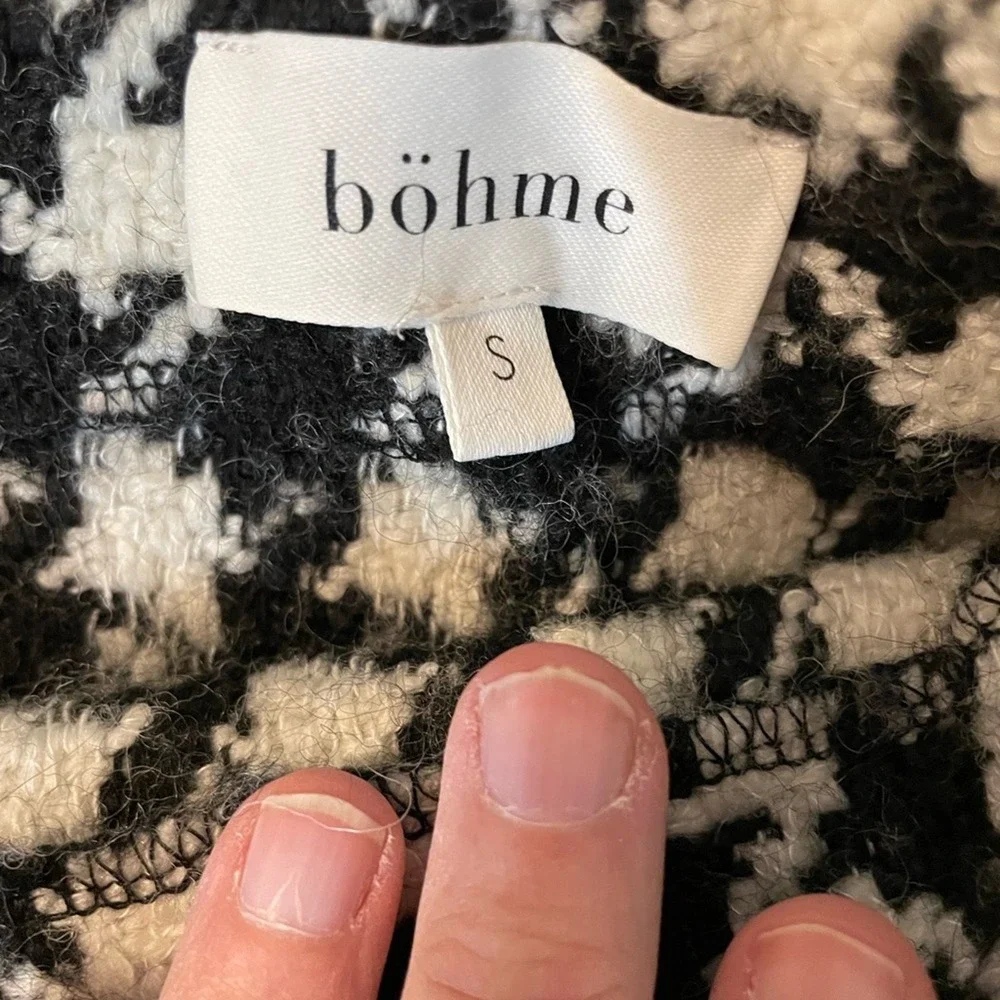 Bohme Houndstooth Pencil Skirt Womens Medium Black White Career Preppy‎